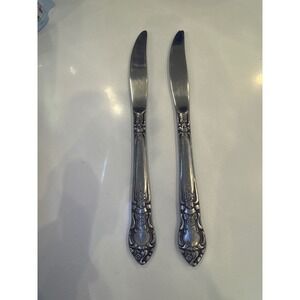National Stainless Japan Silverware Butter Knives Set Of 2 Floral Etched Handles